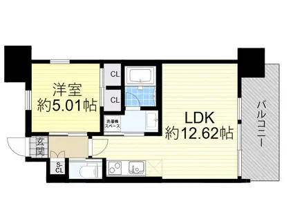 プレジオ三国EURO(1LDK/11階)の間取り写真