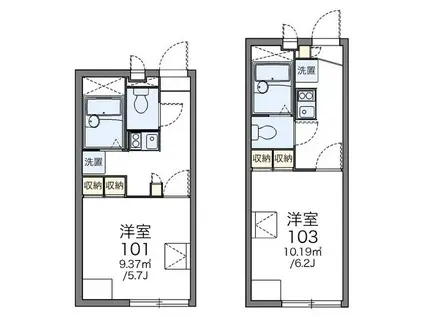 ノーサイド大池(1K/2階)の間取り写真