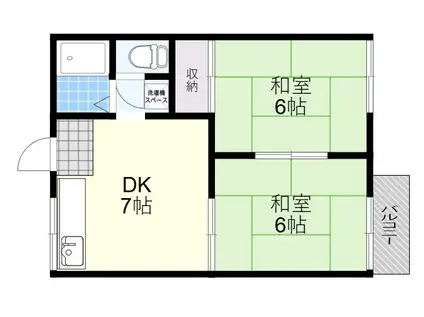 乾ハイツ C棟(2DK/2階)の間取り写真