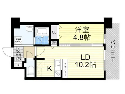 スプランディッド茨木天王(1LDK/4階)の間取り写真