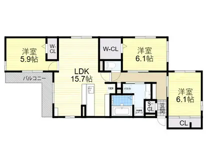 クラシスト泉町(3LDK/3階)の間取り写真