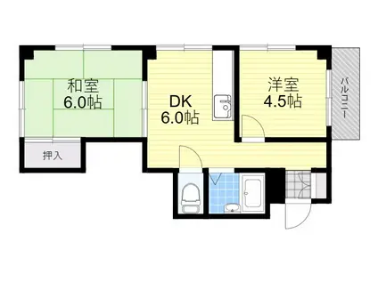 光栄ハイツ香露園(2DK/2階)の間取り写真