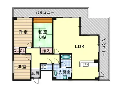 ロイヤル南茨木(3LDK/4階)の間取り写真