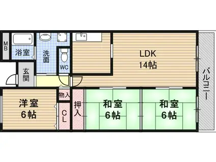 ルノン茨木(3LDK/3階)の間取り写真