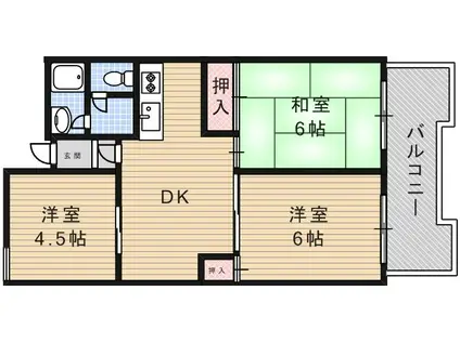 鮎川ハイツ(3DK/3階)の間取り写真