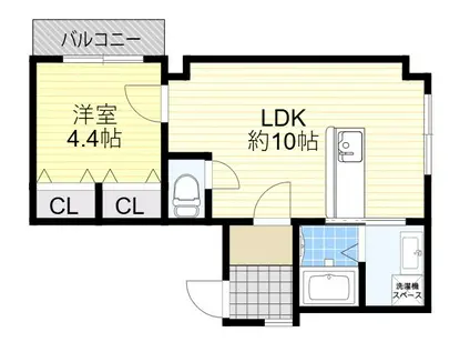 杉本ビル(1LDK/2階)の間取り写真