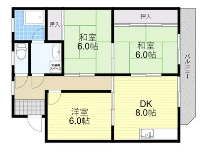 ヴィラコトブキ(3DK/3階)の間取り写真