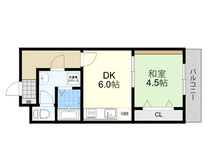 福山ビル(1DK/4階)の間取り写真