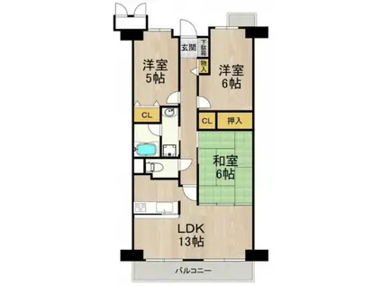 サワン東太田(3LDK/1階)の間取り写真