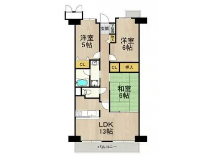 サワン東太田(3LDK/5階)の間取り写真