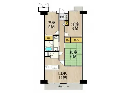 サワン東太田(3LDK/6階)の間取り写真