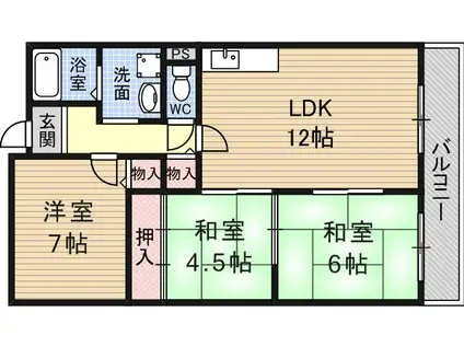 マーベラス摂津(3LDK/2階)の間取り写真