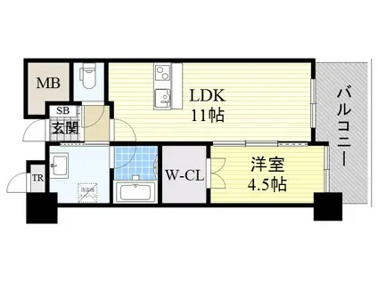 ヴェルドゥール南茨木(1LDK/8階)の間取り写真