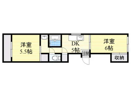 上穂ハイツ(2K/2階)の間取り写真