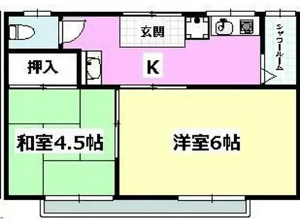 辻子マンション(2K/3階)の間取り写真