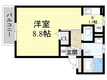 スタティオ正雀(ワンルーム/1階)の間取り写真