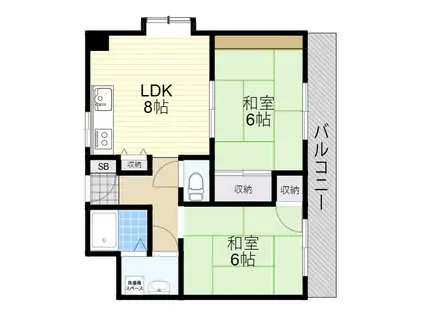 東山ハイツ(2LDK/2階)の間取り写真