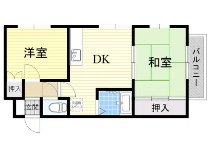 ハイツ天野(2DK/1階)の間取り写真