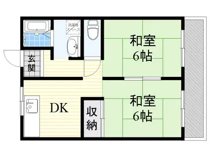 水尾グリーンハイツC棟(2DK/2階)の間取り写真
