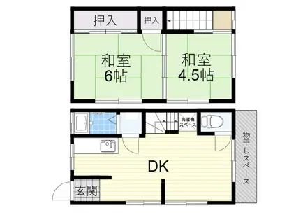沢良宜西二丁目貸家 弥生(2DK)の間取り写真