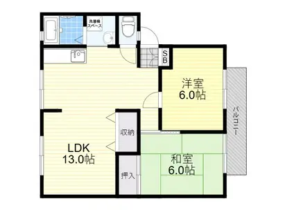 リオラムールⅡ(2LDK/2階)の間取り写真