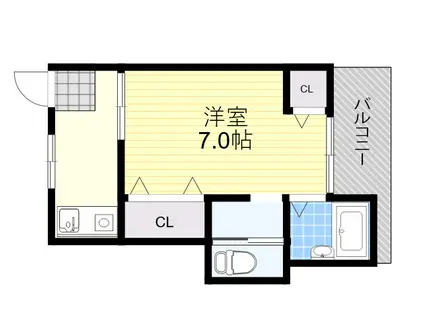 アンフィニィ・橋の内Ⅳ(1K/3階)の間取り写真