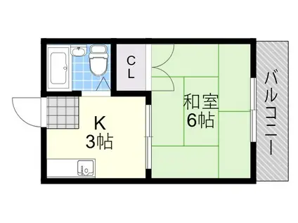 ハイツ森田(1K/2階)の間取り写真