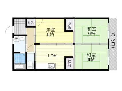 寺川マンション1号館(3LDK/3階)の間取り写真