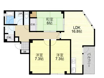 シオンズガーデン花川(3LDK/1階)の間取り写真