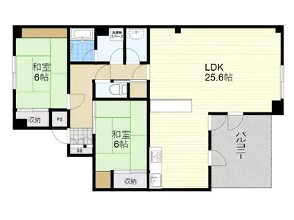 シオンズガーデン花川(2LDK/3階)の間取り写真
