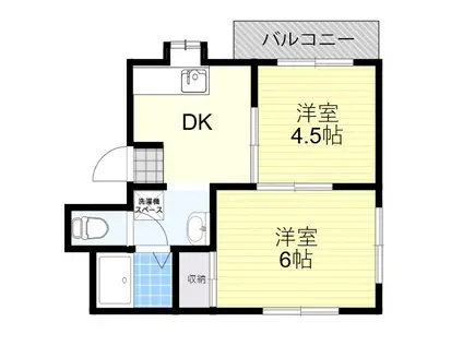 第3摂津マンション(2K/1階)の間取り写真
