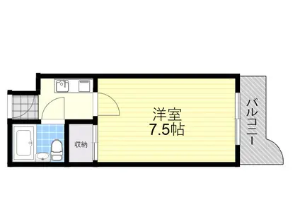 松下マンション(ワンルーム/3階)の間取り写真