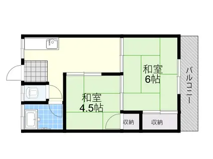 第1吉田文化(2K/2階)の間取り写真