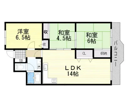 白川高層5号棟(3LDK/9階)の間取り写真