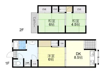 大阪モノレール 南摂津駅 徒歩18分 2階建 築56年(3DK)の間取り写真