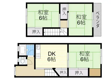 西脇貸家6戸1棟(3DK)の間取り写真