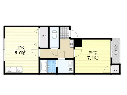 星見レスガス(1LDK/2階)の間取り写真