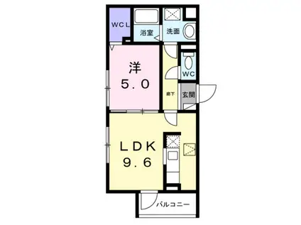 ブリリアンス(1LDK/1階)の間取り写真