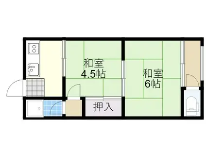 フォアール鳥飼和道1号棟(2K/1階)の間取り写真