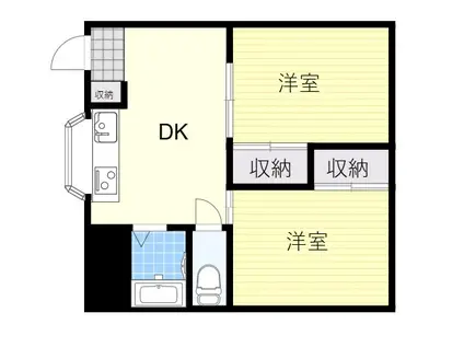 エレガンス5(2DK/2階)の間取り写真