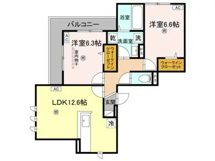 D-RESIDENCE五月丘(2LDK/2階)の間取り写真