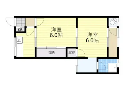 下中条コーポ(2K/2階)の間取り写真