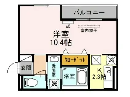 アムール姫島(ワンルーム/1階)の間取り写真