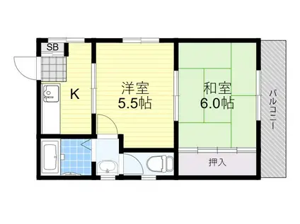吉村マンション(2K/3階)の間取り写真