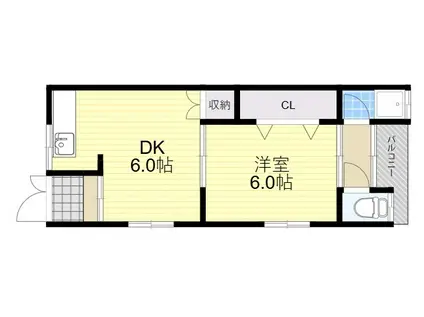 吉村文化(1DK/2階)の間取り写真