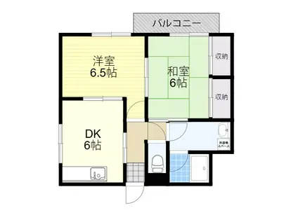 西田レジデンスC棟(2DK/2階)の間取り写真