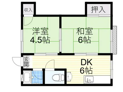 ビスタ岸部ハイツA(2DK/2階)の間取り写真