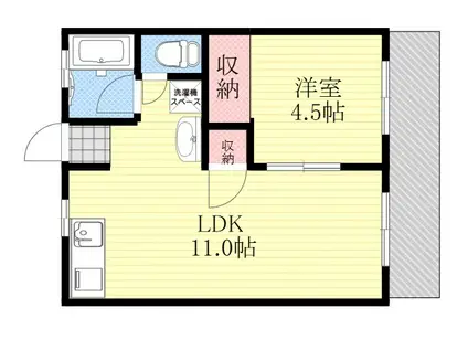 新芦屋ハイツ(1LDK/1階)の間取り写真