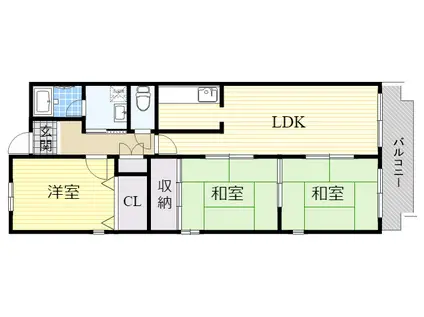 ルノン茨木(3LDK/4階)の間取り写真