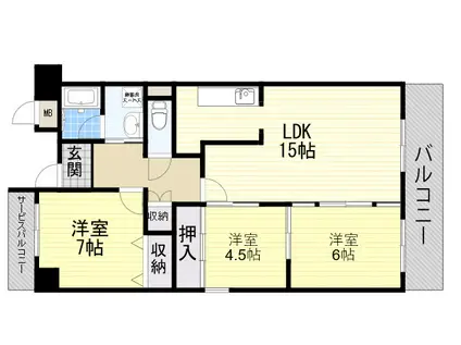 グランデパイース(3LDK/3階)の間取り写真